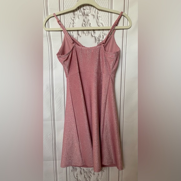 Almost Famous Pink Shimmer Fit & Flare Dress | Size Medium - Picture 2 of 3